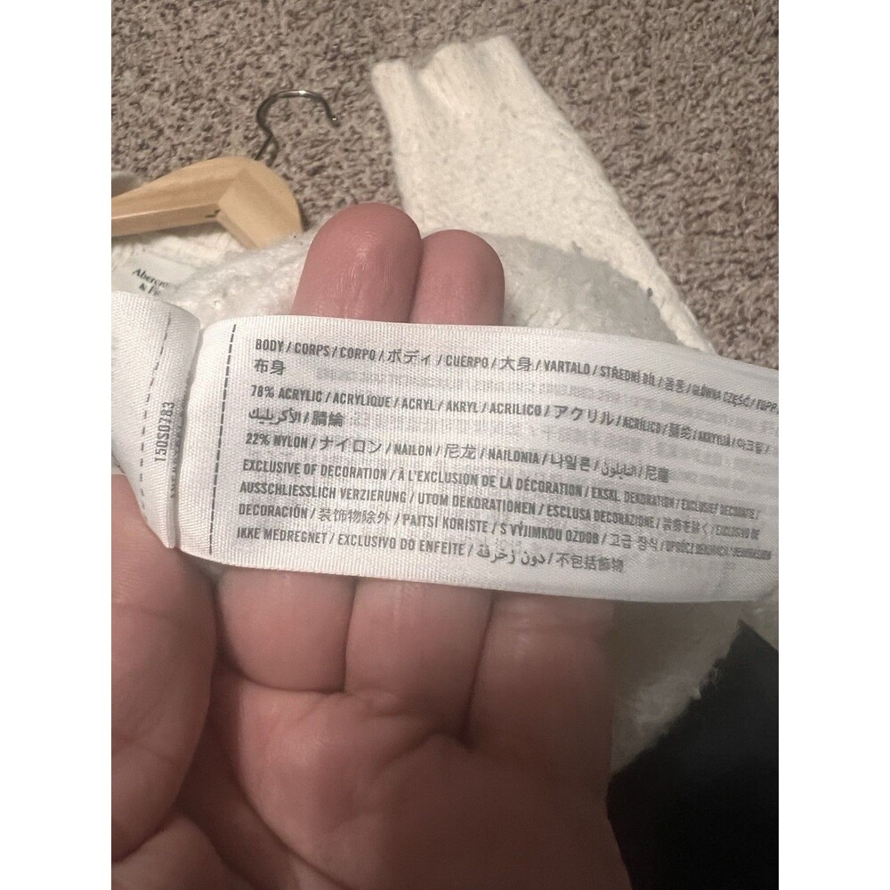 Abercrombie &fitch cable v -neck chunky oversized sweater ivory women size M - Picture 6 of 7